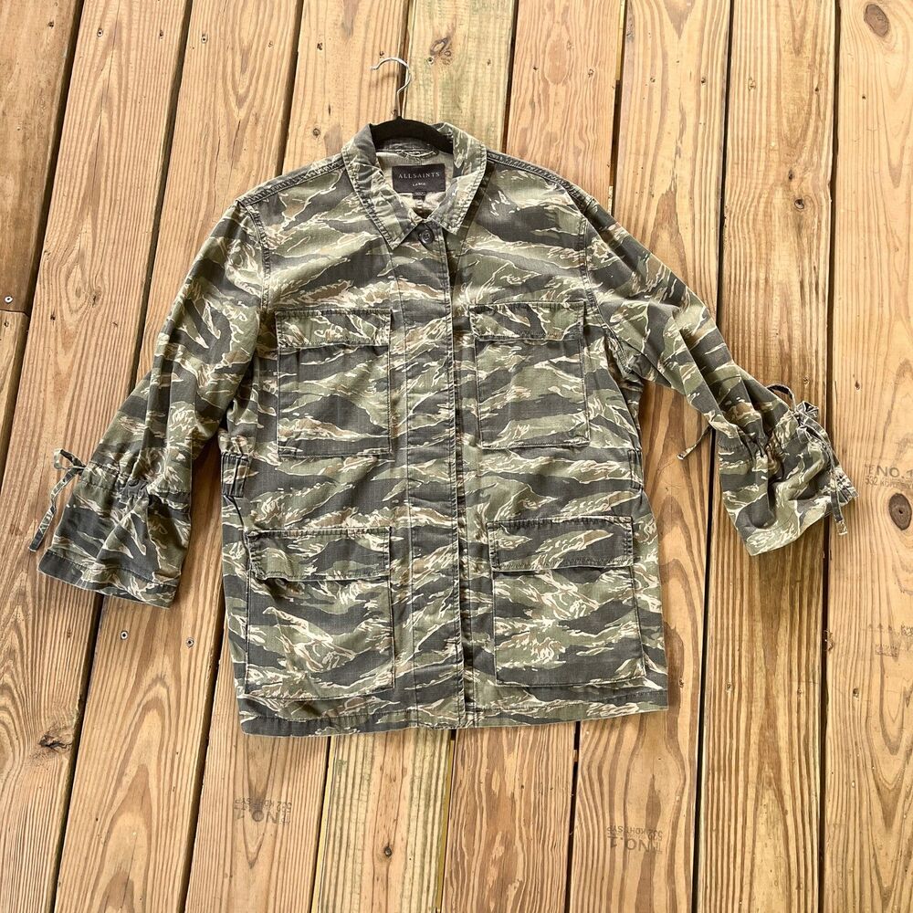 Allsaints Rasko Camouflage Army Utility Jacket Shacket - Women's Size Large
